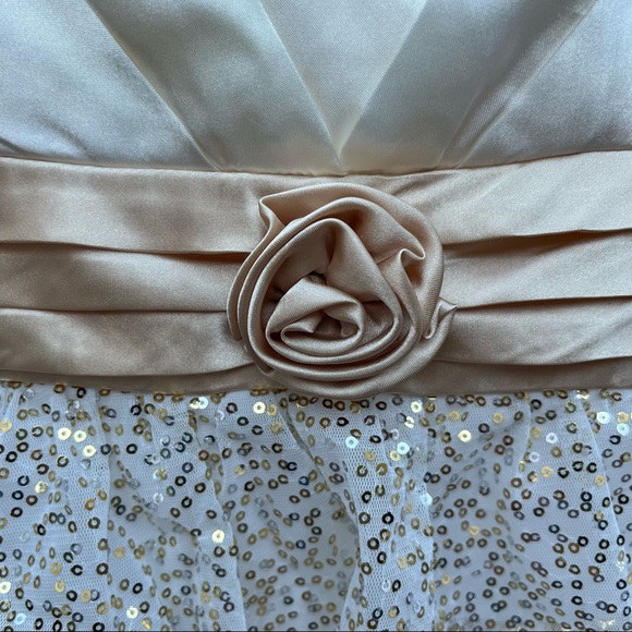 Speechless Champagne Colored Sleeveless Ruffled Sequined Dress - Size 12 - Picture 3 of 9